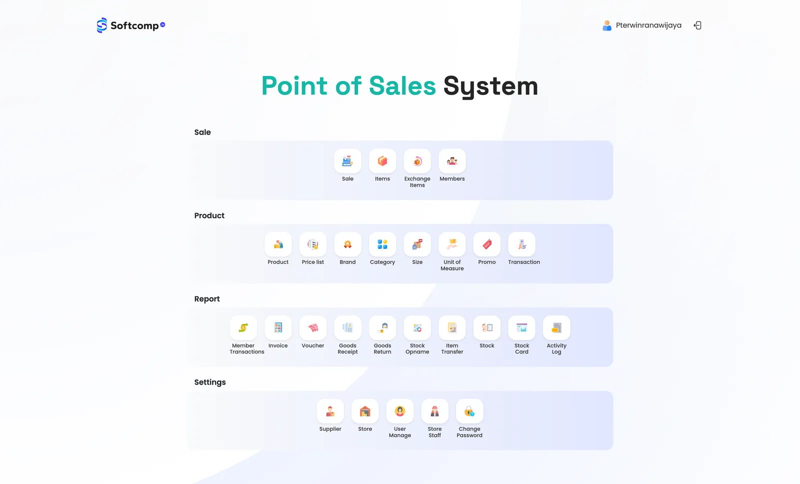 Softcomp Retail POS product and transaction interface