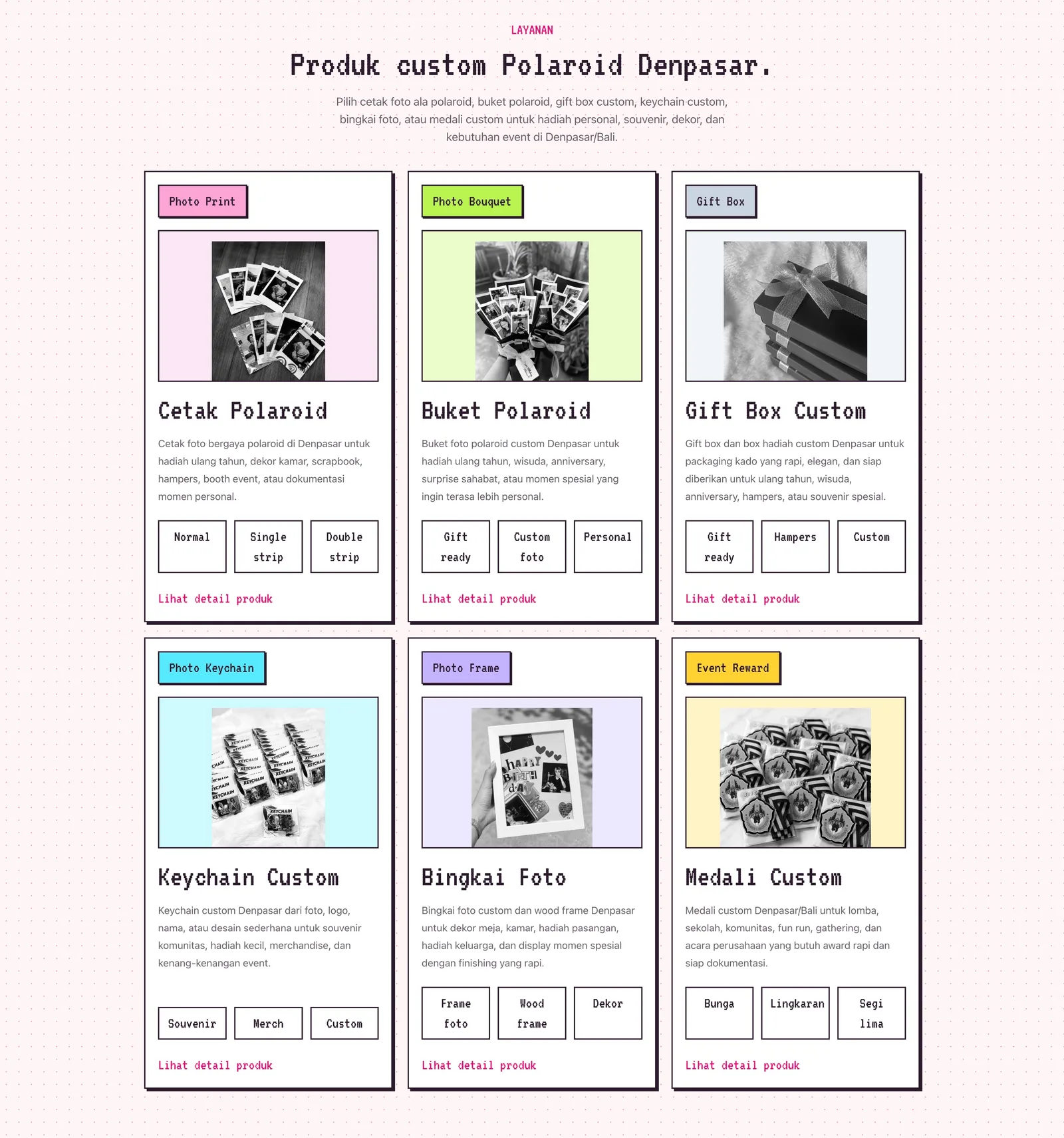 Polaroid Denpasar service detail page screenshot