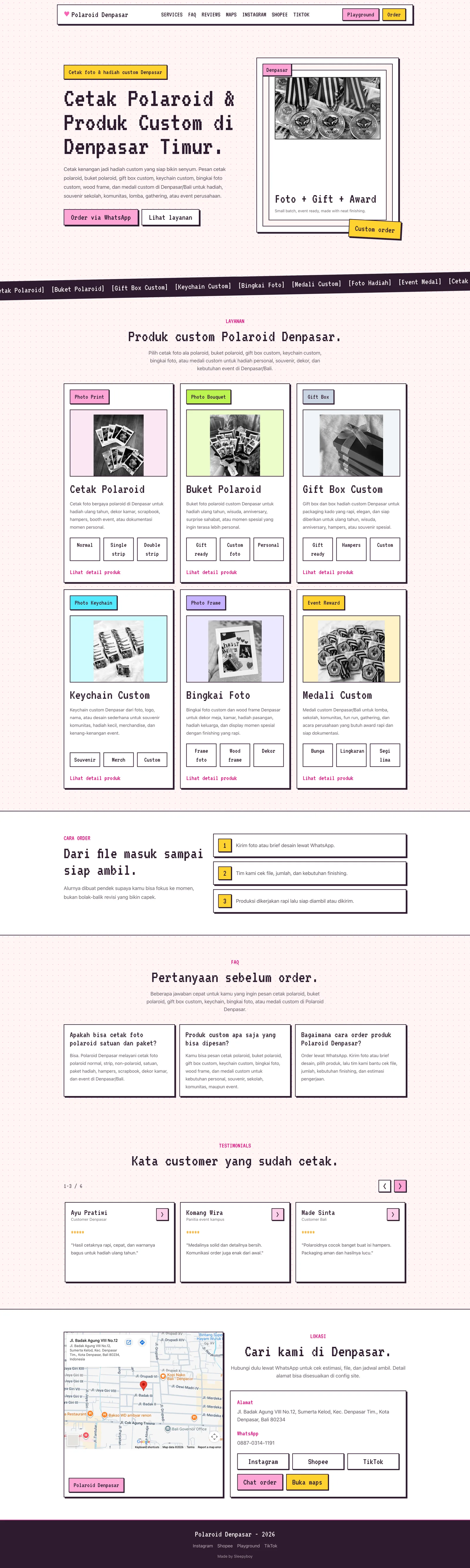 Polaroid Denpasar long-form homepage screenshot